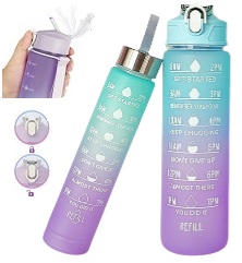2x BUTELKA NA WODĘ SIŁOWNIA SZKOŁA BIDON MIARKA MOTYWACYJNA 900+300ML