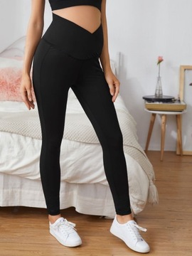 SHEIN Черные леггинсы с поясом-конвертом, M