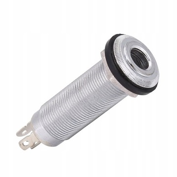 GNIAZDO JACK GITAROWE 1/4 CALA STEREO CYLINDRYCZNE SREBRNE