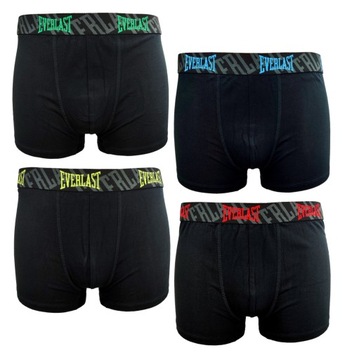 Bokserki męskie Czarne z bawełną 4-pak kolorowa guma Everlast ASS7 XXL