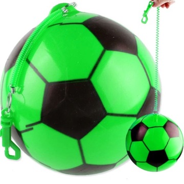 GUMOWA PIŁKA NA SPĘŻYNIE DO KOPANIA DLA DZIECI DO NOGI DMUCHANA NA SZNURKU