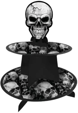 Patera dwupoziomowa na babeczki Czaszka Halloween dekoracja