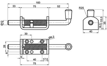 Болт-защелка с пружинным замком 32 мм