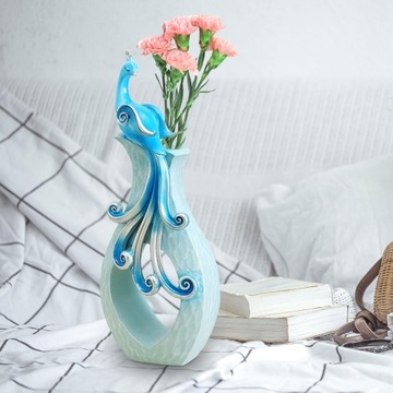 Ваза из смолы в форме павлина Ваза для цветов в форме павлина для синей полки ресторана