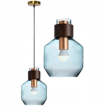 LAMPA WISZĄCA SUFITOWA SZKLANA NIEBIESKA BLUE