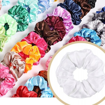 Резинка для волос из АТЛАСА, белая, БЕЗОПАСНАЯ, блестящая, УДОБНАЯ