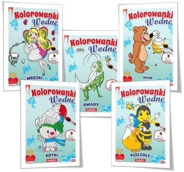 Pakiet Kolorowanka wodna 5w1 motyw dla Dziewczynki Zestaw wodne kolorowanki