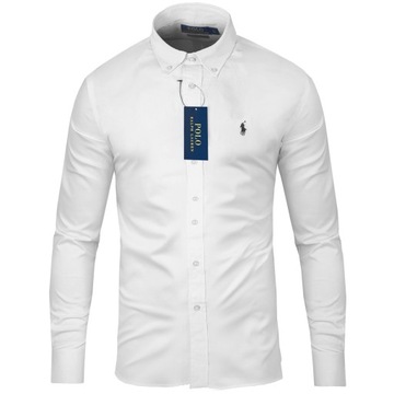 Polo Ralph Lauren koszula męska slim długi rękaw bawełna biała r. XL