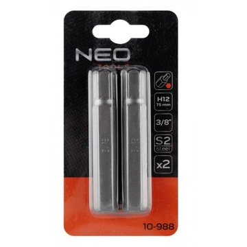 Końcówka HEX 12 x 75 mm, S2 x 2 szt., NEO 10-988