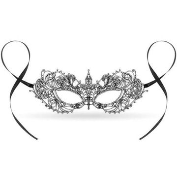 maska AŻUROWA prześwitująca SREBRNA retro wenecka