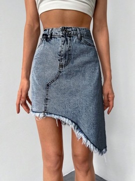 SHEIN SPÓDNICZKA MINI JEANSOWA ASYMETRYCZNA NIEBIESKA L 214