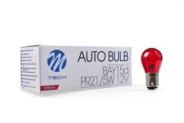 Żarówka M-TECH P21/5W 12V 21/5W BAY15d czerwona