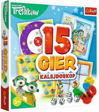 TREFL KALEJDOSKOP ZESTAW 15 GIER TREFLIKI GRA 5+ PREZENT DLA DZIECKA
