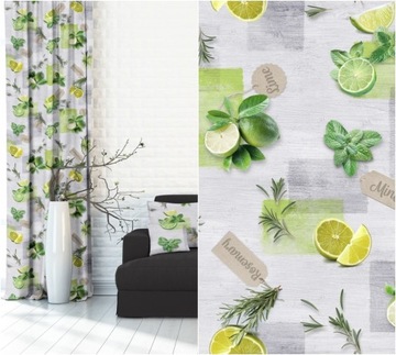 ZASŁONA METRAŻ 150 CM LIMONKA LEMON MIĘTA 0,5m