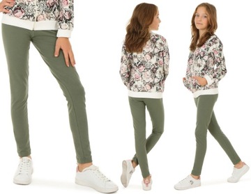 Kolorowe getry, klasyczne leginsy - 122 KHAKI