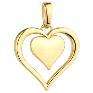 Złoty wisiorek zawieszka w kształcie serca GRAWER