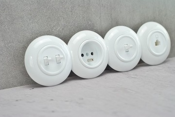 белая средняя рамка для круглой розетки, круглая фурнитура, лофт ретро ХИТ