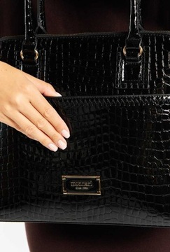 ЧЕРНАЯ ЖЕНСКАЯ СУМКА, МОННАРИ, КОЛЛЕКЦИЯ SNAKE OFFICE