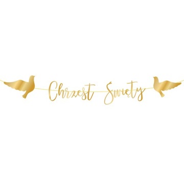 Baner girlanda Chrzest Święty napis złoty 150cm