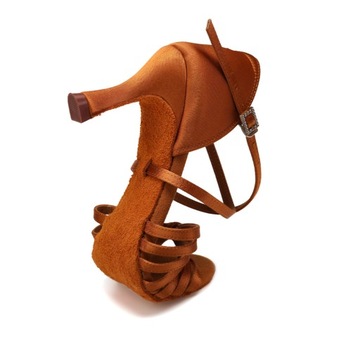 Танцевальная обувь танцевальная комфортабельная латиноамериканская коричневая 7,5 см