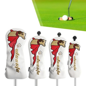 4 шт., чехлы на голову для клюшки для гольфа из искусственной древесины и собаки белого цвета