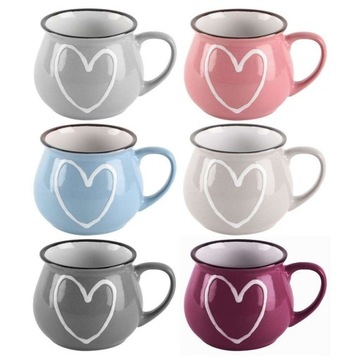 Kubek ceramiczny zestaw 320 ml w serca 6 szt