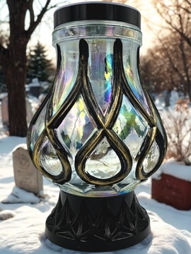 PIĘKNY DUŻY ZNICZ SOLARNY FOTOWOLTAICZNY LAMPION ŚLICZNE ZDOBIENIE 28CM!