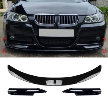 Dokładka zderzaka przedni M PAKIET CZARNY dla BMW E90 E91 PRE LCI 2005-2008
