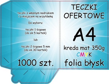 TECZKI ofertowe firmowe A4 z nadrukiem folia BŁYSK - 1000 sztuk