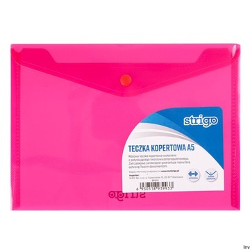 TECZKA KOPERTOWA NA ZATRZASK A5 STRIGO SASZETKA MOCNA RÓŻOWA