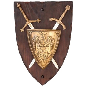 Historyczna rycerska panoplia herbowa 2 miecze 579