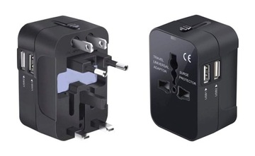 UNIWERSALNY ADAPTER ZASILANIA PRZEJŚCIÓWKA NA CAŁY ŚWIAT 2X USB