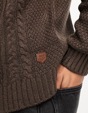 JACK&JONES BRĄZOWY PLECIONY SWETER (L)