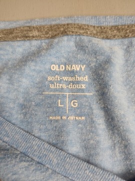 OLD NAVY NIEBIESKI T-SHIRT Z DEKOLTEM V rozm L