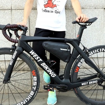 Велосумка, BIKE Bag, большая, на рамку, черная, со светоотражающей сумкой