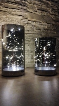 Tuby szklane z oświetleniem LED dekoracyjne 2 rozmiary kolor srebrny 20 cm