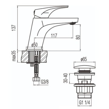 ПОЛЬША CUBIC sigma VALVEX смеситель для умывальника + пробка