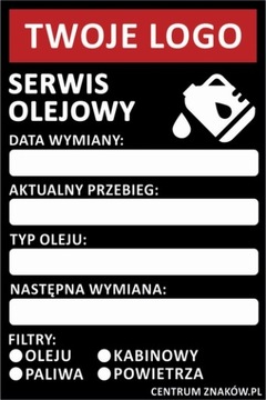 OLEJ Naklejka serwisowa z własnym logo - arkusz 9 sztuk