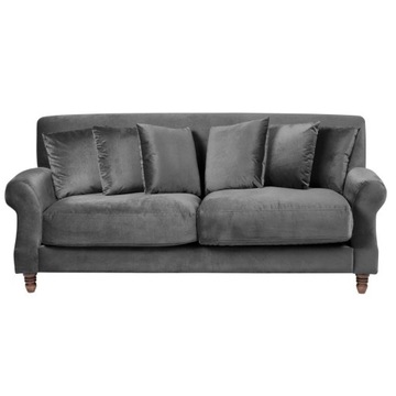 Sofa 3-osobowa welurowa szara EIKE