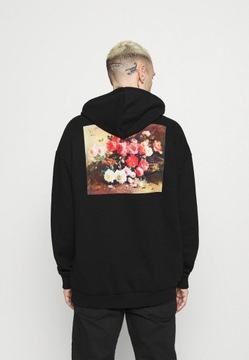 Zign Bluza czarna z kapturem czarna kwiaty logo xl