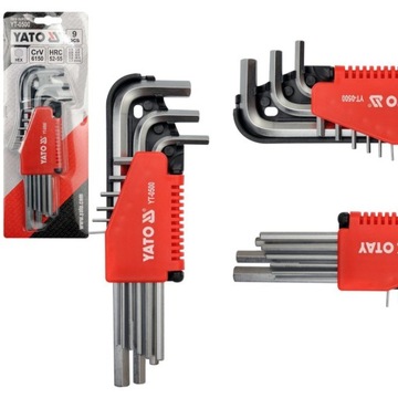 YATO KLUCZE IMBUSOWE HEX 1,5-10 MM; 9 SZT. STAL CHROMOWO WANADOWA YT-0500