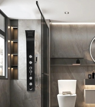 ПАНЕЛЬНЫЙ ДУШ ДЛЯ КАБИНЫ ГИДРОМАССАЖНЫЙ ДОЖДЕВОЙ ДУШ ЧЕРНЫЙ 5 РЕЖИМОВ