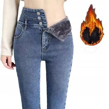 OCIEPLANE legginsy JEANS GRUBE SPODNIE GETRY ZIMA