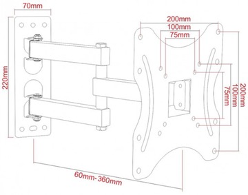 КРЕПЛЕНИЕ ДЛЯ ТВ 19-42 35 КГ AR-60A ART регулируемое вертикальный горизонтальный