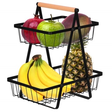 ДВОЙНАЯ КОРЗИНА, ЧЕРНЫЙ МЕТАЛЛИЧЕСКИЙ ЛОФТ-ПЛЕЕР, ДЕКОРАТИВНАЯ ЯРУСНАЯ КОРЗИНА