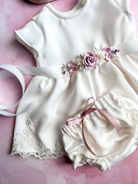 Комплект крестильный пояс и повязка на сиреневое крещение