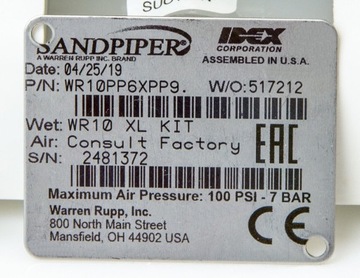 Пневматический мембранный насос WR10 SANDPIPER