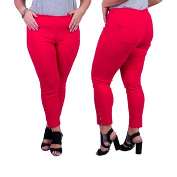 Spodnie 7/8 MIKSA z zipem czerwone Plus Size - 52