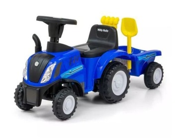 Jeździk odpychacz traktor z przyczepką dźwięk światło NEW HOLLAND niebieski
