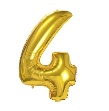 DUŻY ZŁOTY BALON 80 cm CYFRA 4 CZTERY URODZINY